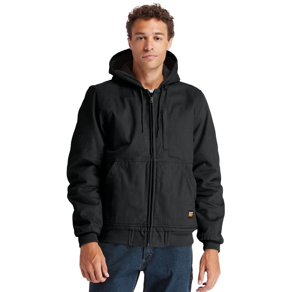 Timberland Μπουφαν Ανδρικα Μαυρα - Pro® Gritman Lined, Hooded Καμβας - Greece 2897015-TR